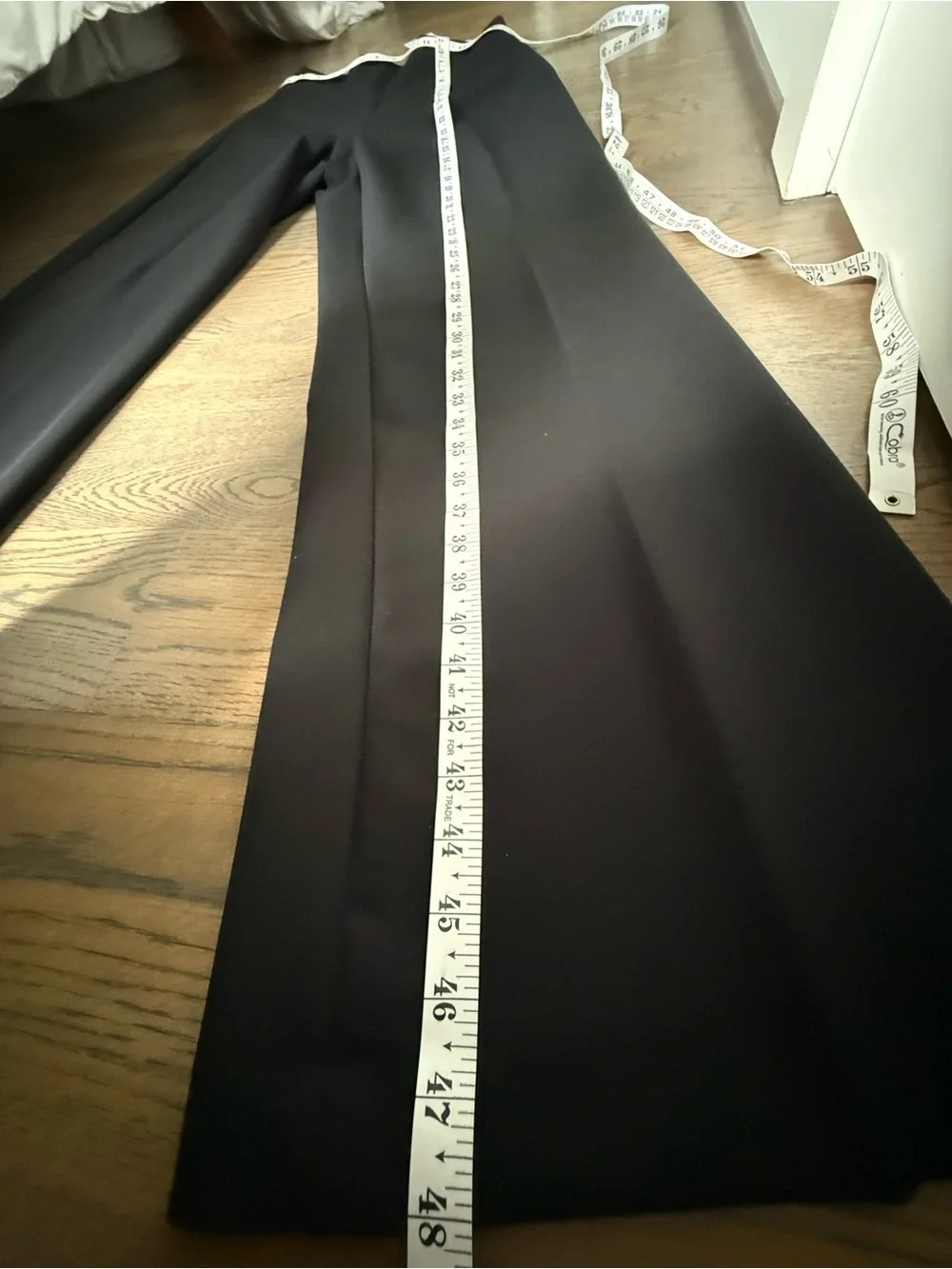 NWT Zara Black High-Waist Wide-Leg Trousers with Gold Zip size L.